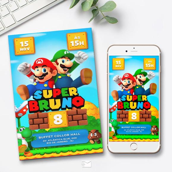 Convite Digital Aniversário Super Mario