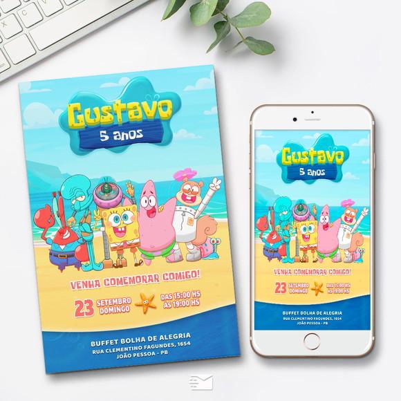 Convite Digital Bob Esponja