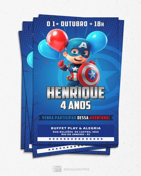 Convite Digital Capitão América