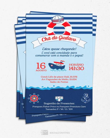 Convite Digital Chá Bebê Marinheiro