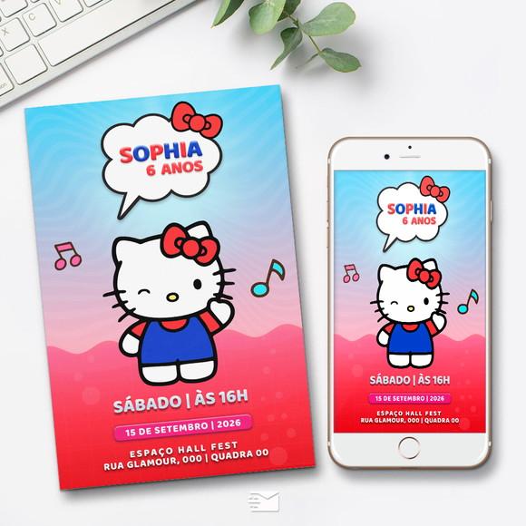 Convite Digital Hello Kitty