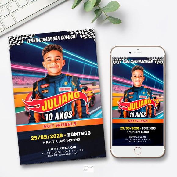 Convite Digital Hot Wheels com Foto