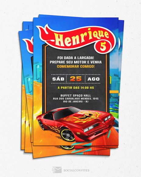 Convite Digital Hot Wheels