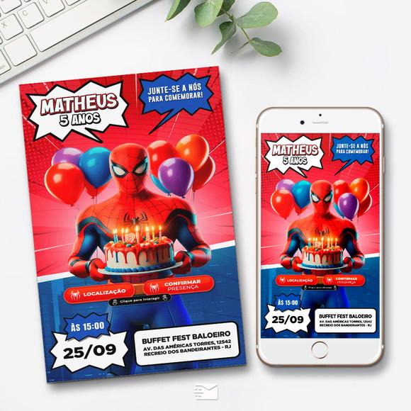 Convite Digital Interativo Homem Aranha