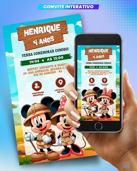 Convite Digital Interativo Mickey Safari