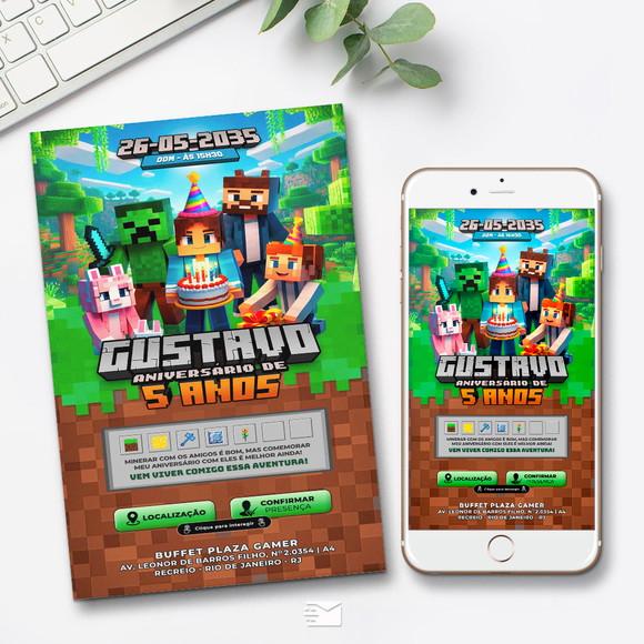 Convite Digital Interativo Minecraft