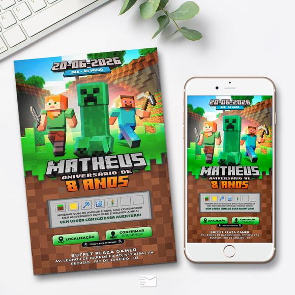 Convite Digital Interativo Minecraft