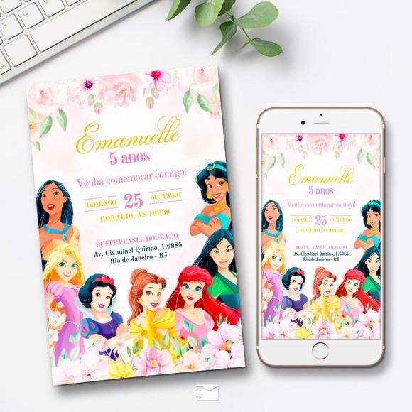 Convite Digital Princesas Disney