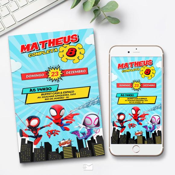 Convite Digital Spidey e Seus Amigos Espetaculares