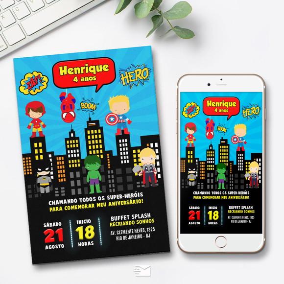 Convite Digital Super-Heróis