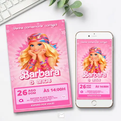 Convite Digital Barbie