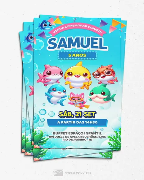 Convite Digital Baby Shark