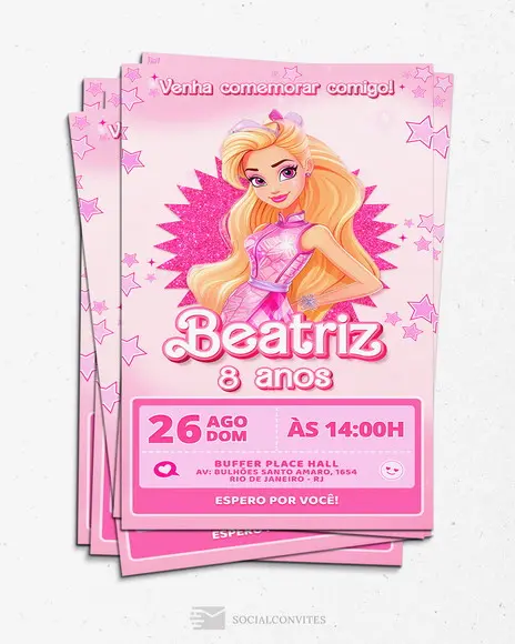 Convite Digital Barbie
