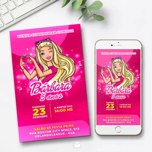 Convite Digital Barbie