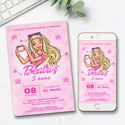Convite Digital Barbie