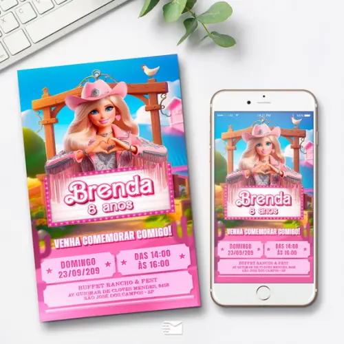 Convite Digital Barbie Boiadeira