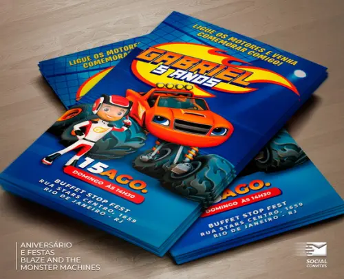 Convite Digital Blaze And The Monster Machines