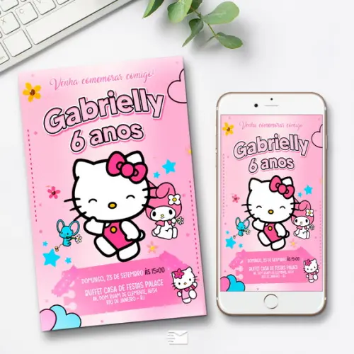 Convite Digital Hello Kitty