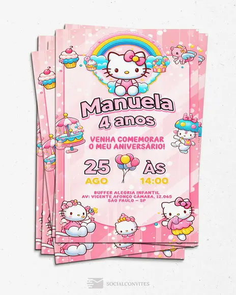 Convite Digital Hello Kitty