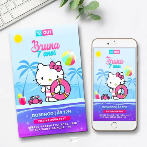 Convite Digital Hello Kitty