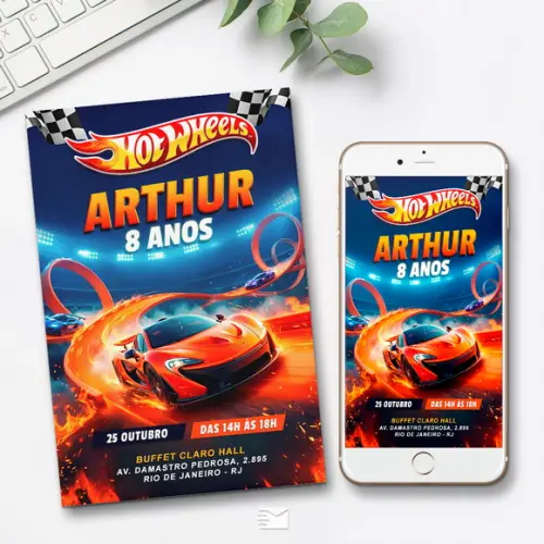 Convite Digital Hot Wheels