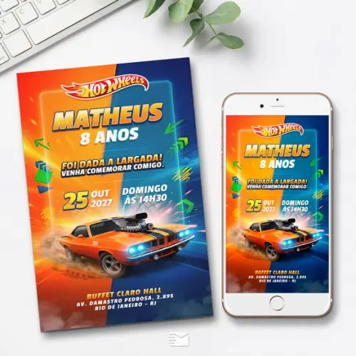 Convite Digital Hot Wheels