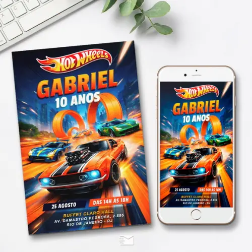 Convite Digital Hotwheels