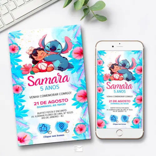 Convite Digital Interativo Lilo e Stitch