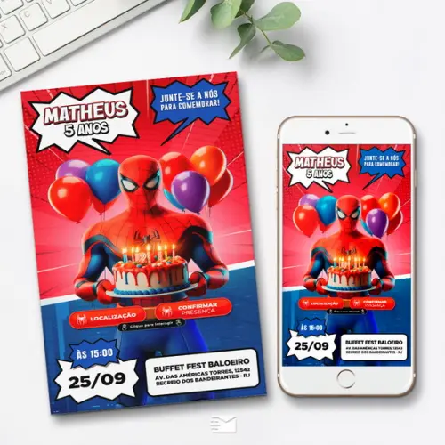 Convite Digital Interativo Homem Aranha