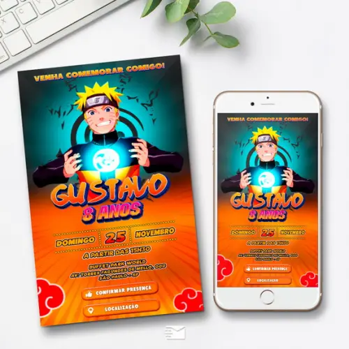Convite Digital Interativo Naruto