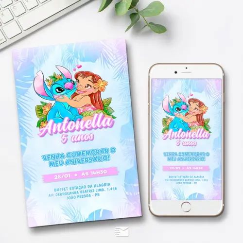 Convite Digital Lilo e Stitch