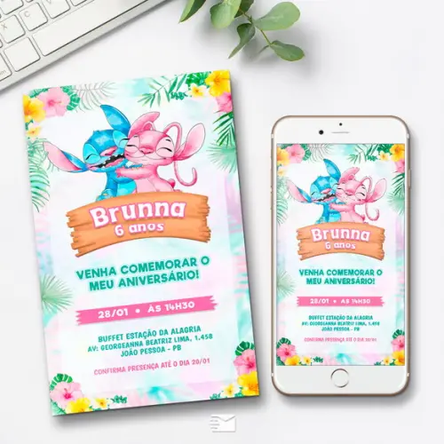 Convite Digital Lilo e Stitch