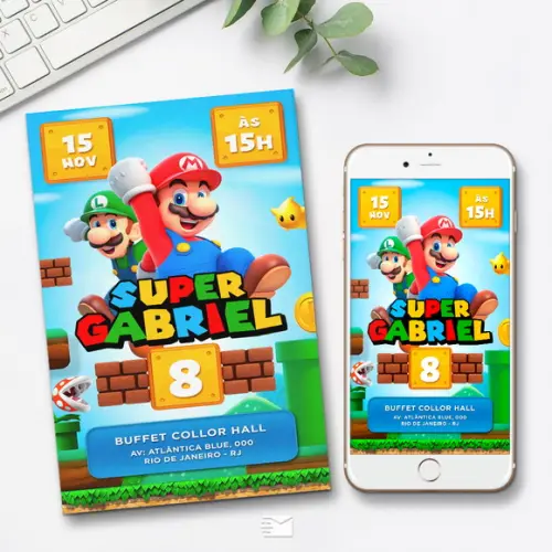 Convite Digital Mario Bros