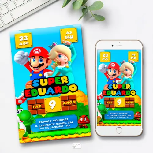 Convite Digital Mario Bros