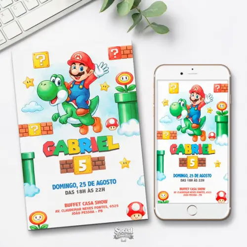 Convite Digital Mario Bros