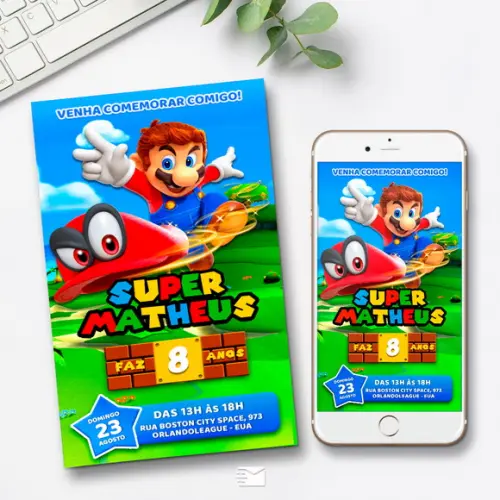Convite Digital Mario Bros