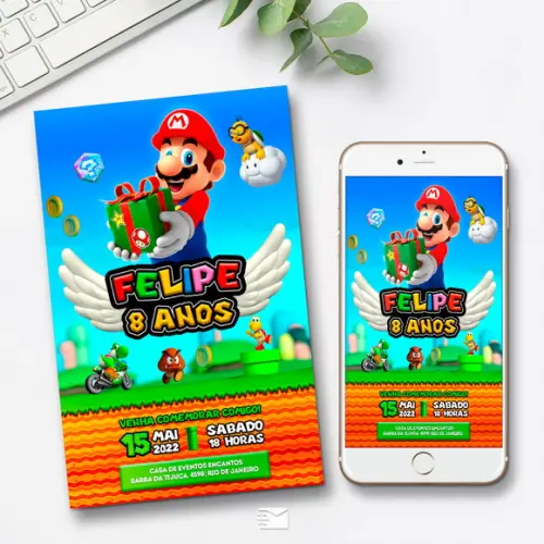 Convite Digital Mario Bros