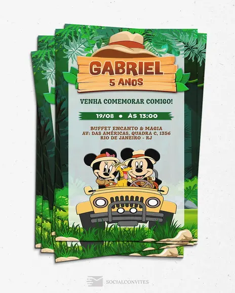 Convite Digital Mickey Safari