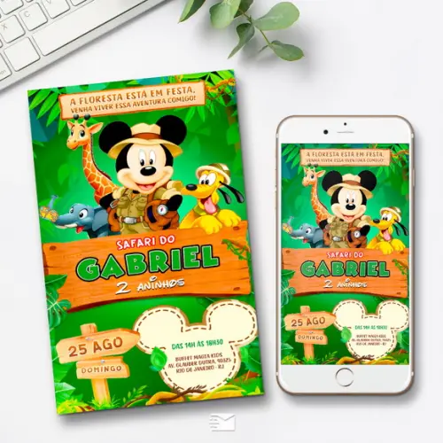 Convite Digital Mickey Safari
