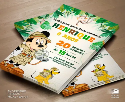 Convite Digital Mickey Safari