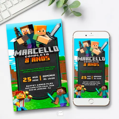 Convite Digital Minecraft