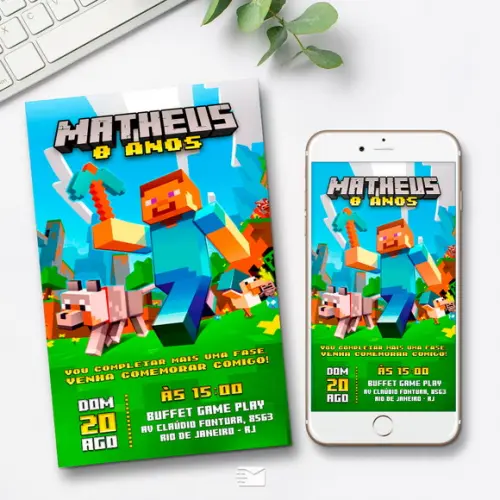 Convite Digital Minecraft
