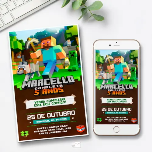 Convite Digital Minecraft