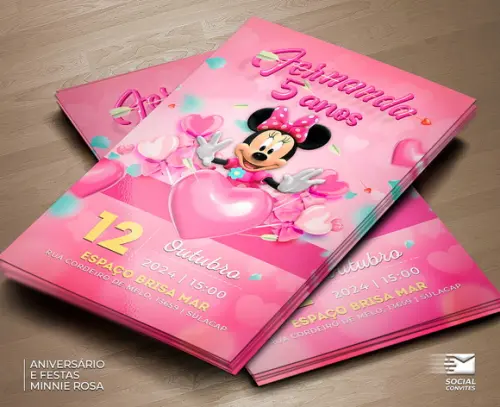 Convite Digital Minnie Rosa