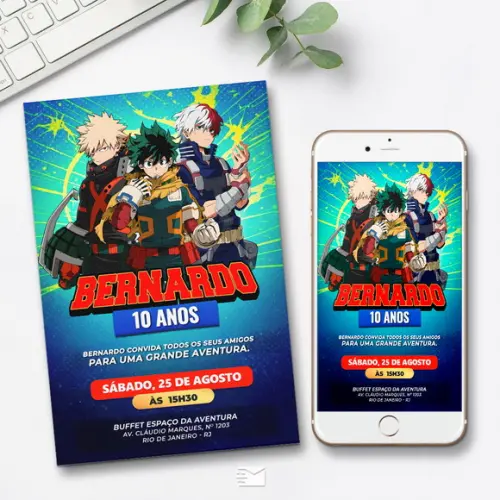 Convite Digital My Hero Academia