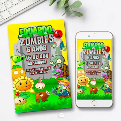 Convite Digital Plantas vs Zumbis