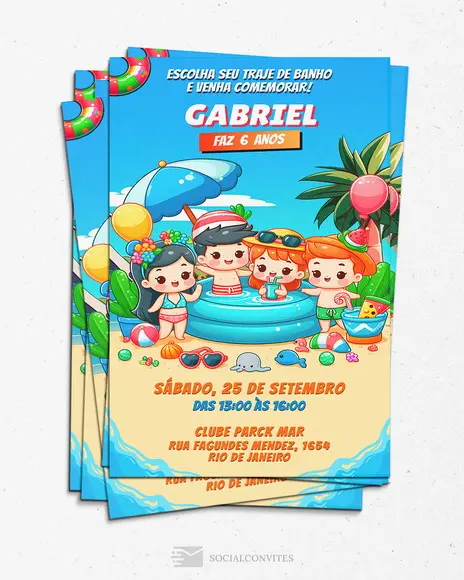 Convite Digital Pool Party