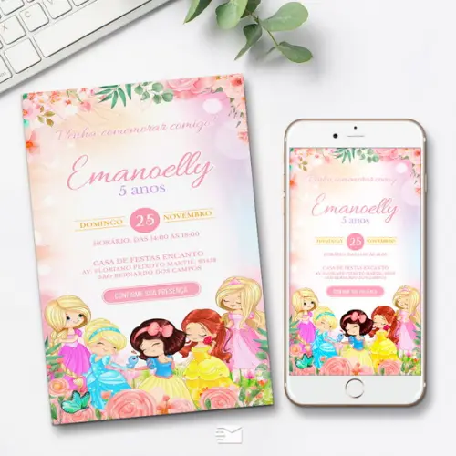 Convite Digital Princesas Disney
