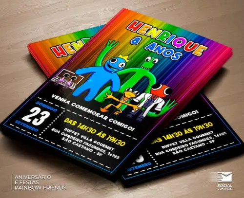 Convite Digital Rainbow Friends