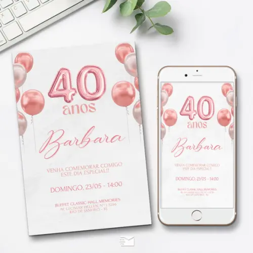 Convite Digital Rose Gold